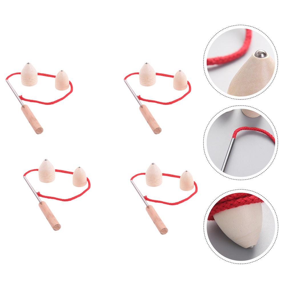Kids Education Tips - 4Sets Wooden Tops Spinning Game with