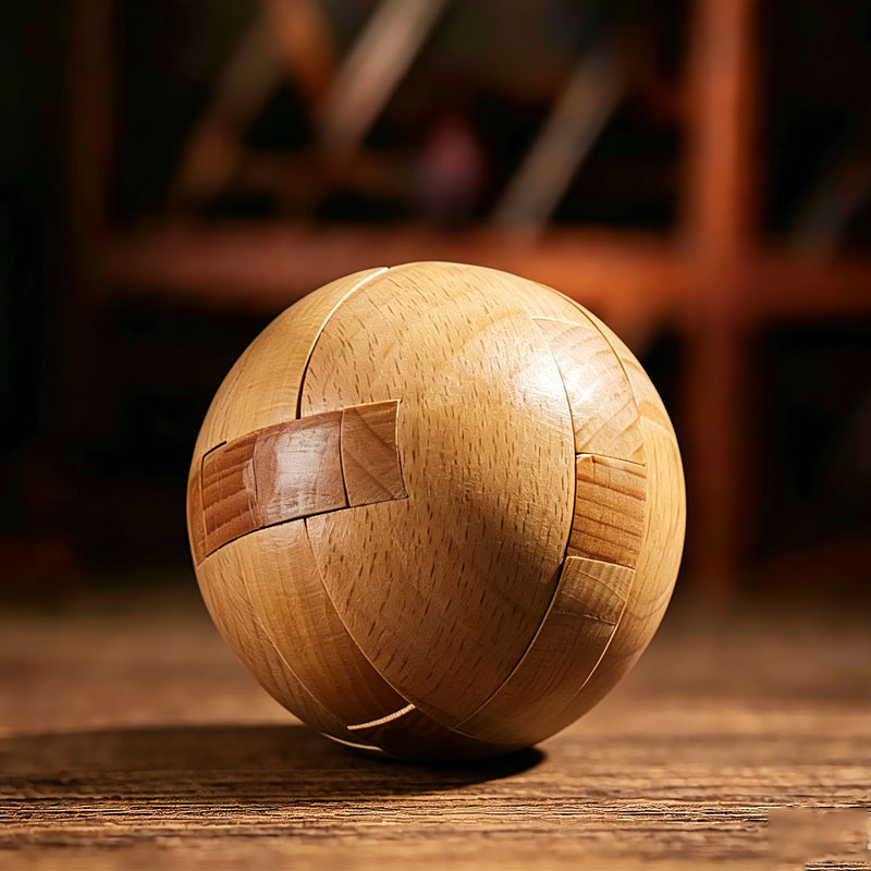 Brain Teaser Cube - Classic Wooden Puzzle Ball Magic Brain