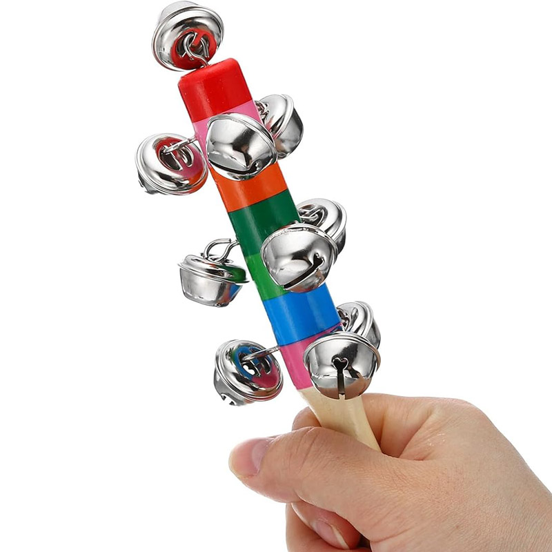 5PCS Wooden Jingle Hand Bells  - Kids Education Bell ulasan dan harga