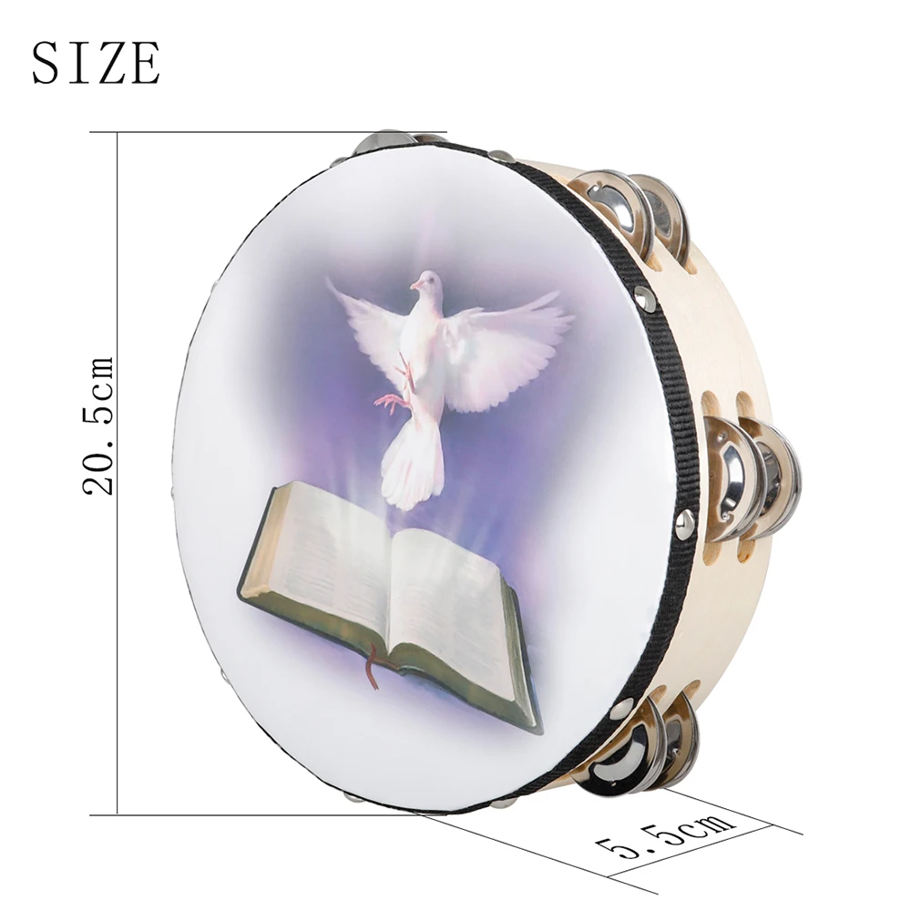 8 Inch Tambourine Peace Pigeon - Kids Education Bell ulasan dan harga