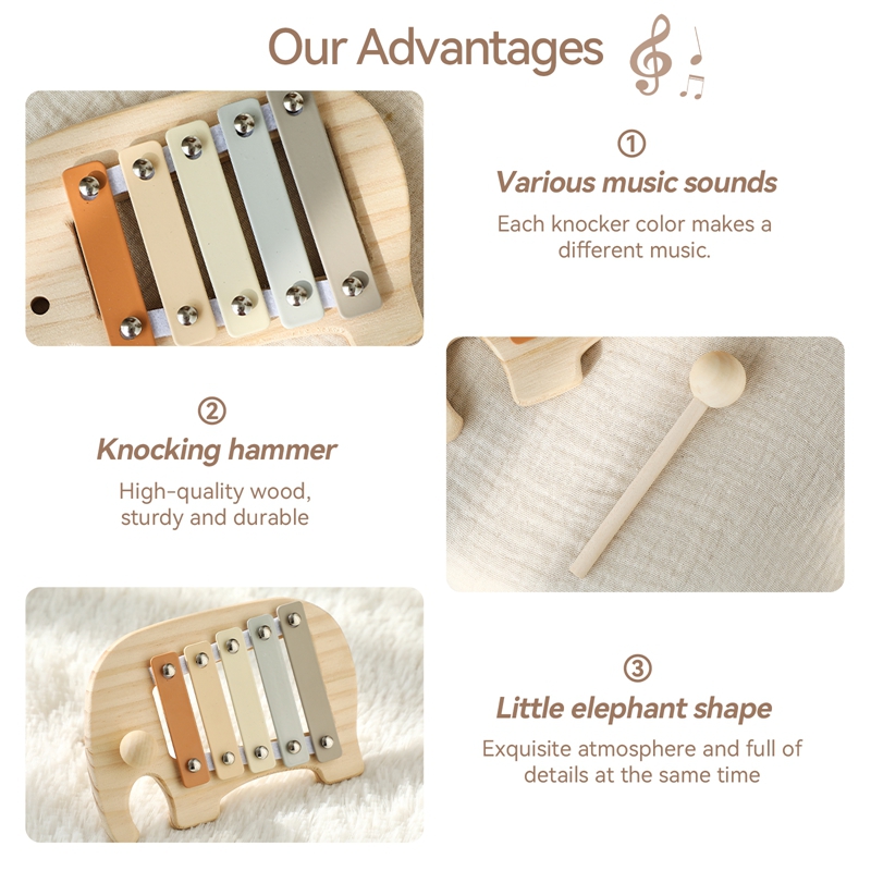 Montessori Wooden 5 Tones Mult - Kids Education Bell ulasan dan harga